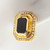 Estate 18k Yellow Gold Jet Black Onyx & Outer Row 66 Diamond Clip Post Earrings