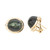 AGL 14.00 Carat Oval Green Tourmaline Cats Eye Diamond Gold Clip Post Earrings