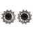 Vintage 7mm Black Onyx Late Art Deco 14k Gold Diamond Button Clip Post Earrings