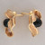 Vintage Estate 1950 Swirl Textured Triangle 14k Yellow Gold Black Onyx Earrings