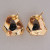Vintage Estate 1950 Swirl Textured Triangle 14k Yellow Gold Black Onyx Earrings