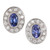 Vintage Estate Oval Purple Blue Tanzanite 14k Pave Set Diamond Clip Earrings