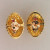 Vintage 18k Yellow Gold Domed Textured 6 Blood Red Ruby Oval Earrings