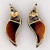 Vintage Rare Brown Clear Quartz Swirl Design 14k Peter Suchy Earrings