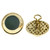 Vintage Gaston Lebow 18k Yellow Gold Green Enamel Round Dome Earrings
