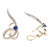 Vintage 1950s 14k Swirl Platinum Blue Sapphire 54 White Round Diamond Earrings