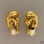 Vintage Heavy 18k Gold 52 Pave Set Diamond Tear Drop Wave Clip Post Earrings