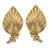 Vintage Heavy 18k Gold 8 Diamond Italian Textured Leaf Clip & Post Earrings