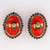 OTS Vintage Antique Victorian Revival Pink Coral 9k Gold .04ct Diamond Earrings