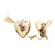 GIA Red Ruby Retro Deco 14k Yellow Gold Clip Post Arrow Heart Earrings
