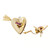 GIA Red Ruby Retro Deco 14k Yellow Gold Clip Post Arrow Heart Earrings