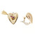GIA Red Ruby Retro Deco 14k Yellow Gold Clip Post Arrow Heart Earrings