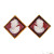 Vintage Hand Carved Sardonyx Intaglio 14K Frame Earrings Roman/Greek Soldier