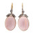Vintage 14k Pink Gold 10.00ct Rose Quartz Cabochon .11ct Diamond Earrings