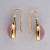 Vintage 14k Pink Gold 10.00ct Rose Quartz Cabochon .11ct Diamond Earrings