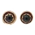 Vintage Cabochon Onyx Center Channel Set Garnet 14k Yellow Gold Pierced Earrings
