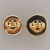 Vintage Cabochon Onyx Center Channel Set Garnet 14k Yellow Gold Pierced Earrings