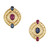 7.50 Carat Ruby Sapphire Diamond Swirl Button Gold Clip Post Earrings