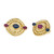7.50 Carat Ruby Sapphire Diamond Swirl Button Gold Clip Post Earrings