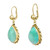  6.50 Carat Natural Pear Turquoise Yellow Gold Dangle Earrings