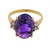 Pink Gold 1940 14k 5.00ct Purple Amethyst Cabochon Diamond Ring