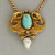 Vintage Art Nouveau Untreated Turquoise Baroque Pearl 14k Swan Pendant Chain