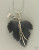 Estate Designer 14k Grey Druzy Leaf Cultured Pearl White Gold Chain Pendant