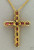 Estate 14k 3.75ct Bright Pink Sapphire Cross Pendant 14k Solid Gold Cable Chain