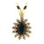 Vintage Deep .70ct Pear Sapphire Bright White Full Cut Round Diamond Pendant
