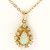 Vintage Round Pear .80ct Blue Green Opal Pendant 14k Yellow Gold