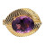 Vintage 20.00ct Purple Oval Amethyst 14k Gold Swirl Double Stem Clip Pin