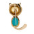 .10 Carat Ruby Turquoise Onyx Yellow Gold Cat Brooch