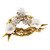 Trio Pearl Diamond Ruby Baroque Pearl Triple Bird Nest Brooch