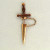 Vintage 1890 Victorian 14k Pink Gold Untreated Round Persian Turquoise Jabot Pin