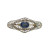 Estate Antique Art Deco Pierced Hand Engraved Platinum Sapphire Diamond Pin