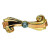 1935-1940 Retro Bright Round Blue Zircon Pink & Green Gold Swirl Ribbon Pin