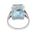 8.75 Carat Emerald Cut Natural Aqua White Gold Art Deco Cocktail Ring
