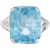 8.75 Carat Emerald Cut Natural Aqua White Gold Art Deco Cocktail Ring