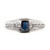 Estate Emerald Cut Blue Sapphire & White Channel Set Diamond 14k White Gold Ring
