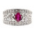 Estate 14k White Gold Oval Red Ruby And Round Diamond Pierced Tapered Ring