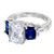 3.57 Carat Sapphire Diamond Platinum Scroll Three Stone Engagement Ring