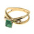 Vintage 1970s "X" Design Square Emerald Marquise Diamond 14k Gold Ring      