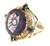 Vintage 1930s 14k Flat Top Amethyst Rose Cut Diamond Ring Black Enamel Accents