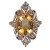 Vintage 1850 14k Gold & Silver Step Cut Oval Citrine Rose Cut Diamond Ring 
