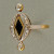 Victorian Rose Cut Diamond Black Diamond Shaped Onyx Ring 14k Yellow Gold Silver