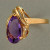 Vintage Pear Shape 4.29ct Amethyst 14k Yellow Gold Swirl Full Cut Diamond Ring