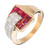 Ruby diamond 18k Yellow Gold Platinum Buckle Cocktail Ring
