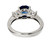 Peter Suchy 3 Stone Royal Blue Sapphire Platinum Diamond Ring