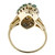 Estate 1950s Medium Green Emerald & Diamond 14k Yellow Gold Ring               