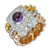 Amethyst Cabochon Diamond Tri Color Gold Cocktail Ring